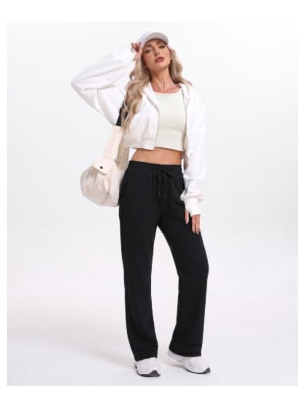 Womens Cotton Blend Sweatpants Straight Leg Yoga Lounge Pants - Picture 2 of 6